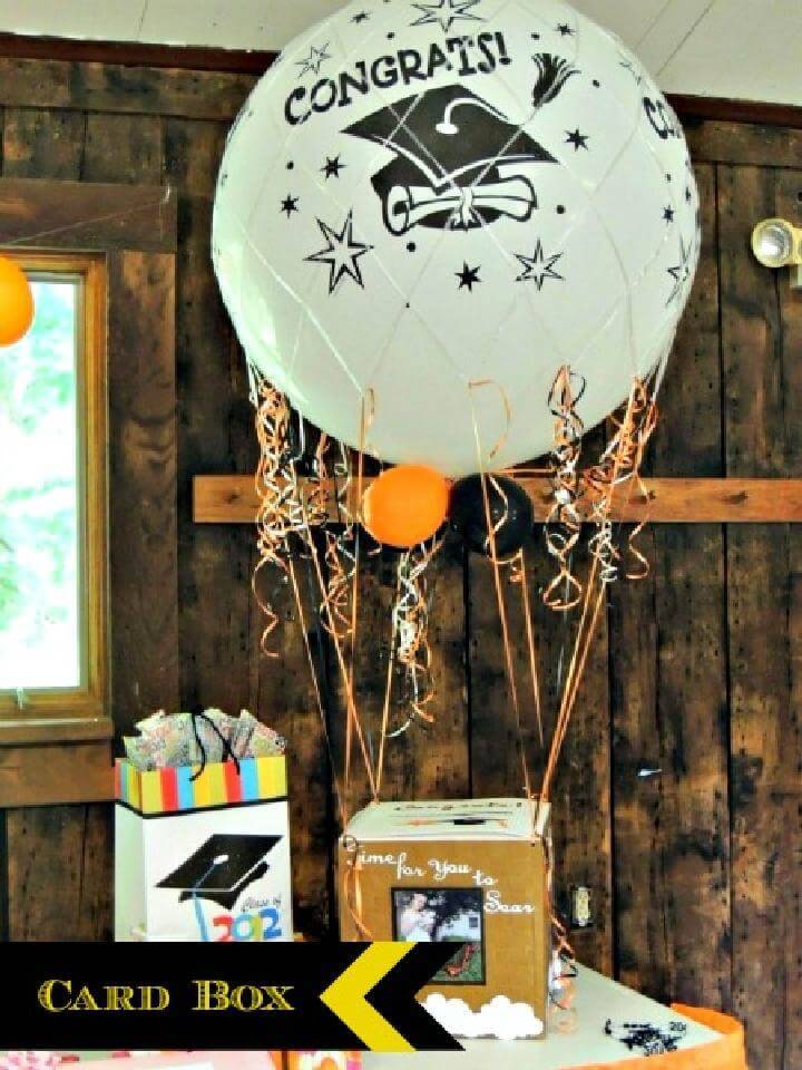 DIY Graduation Party Hot Air Balloon Card Box Centerpiece