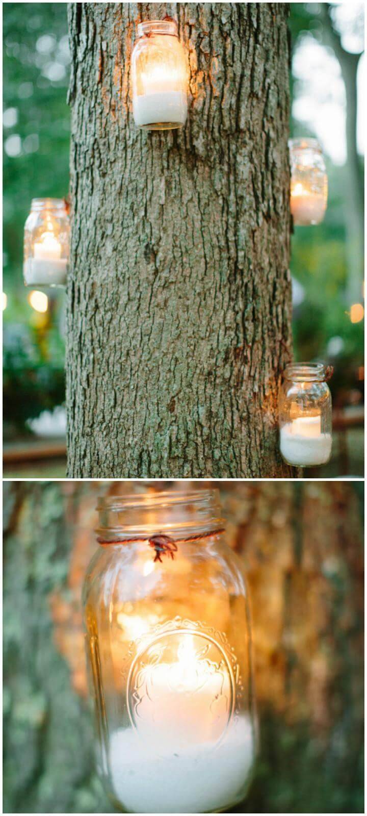 DIY Mason Jar Tree Hanging Lights for Graduation Party