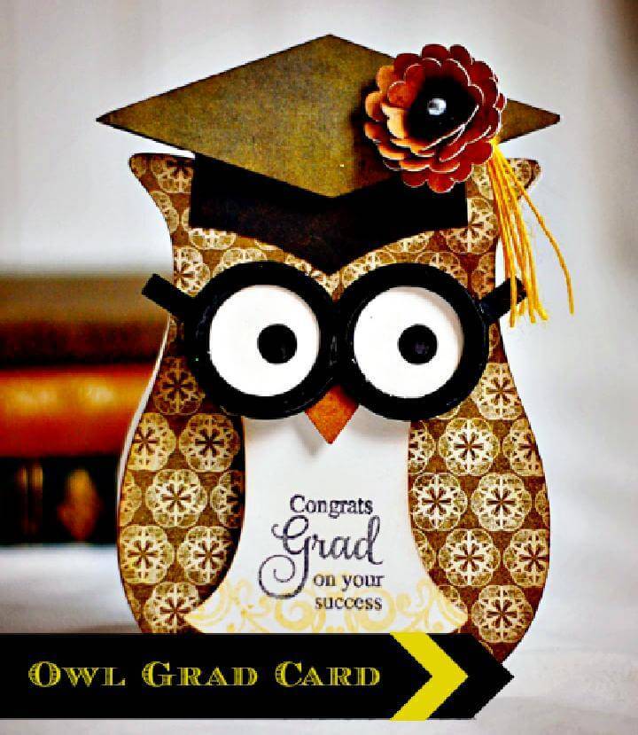 DIY Scrapbook Paper Owl Graduation Party Centerpiece